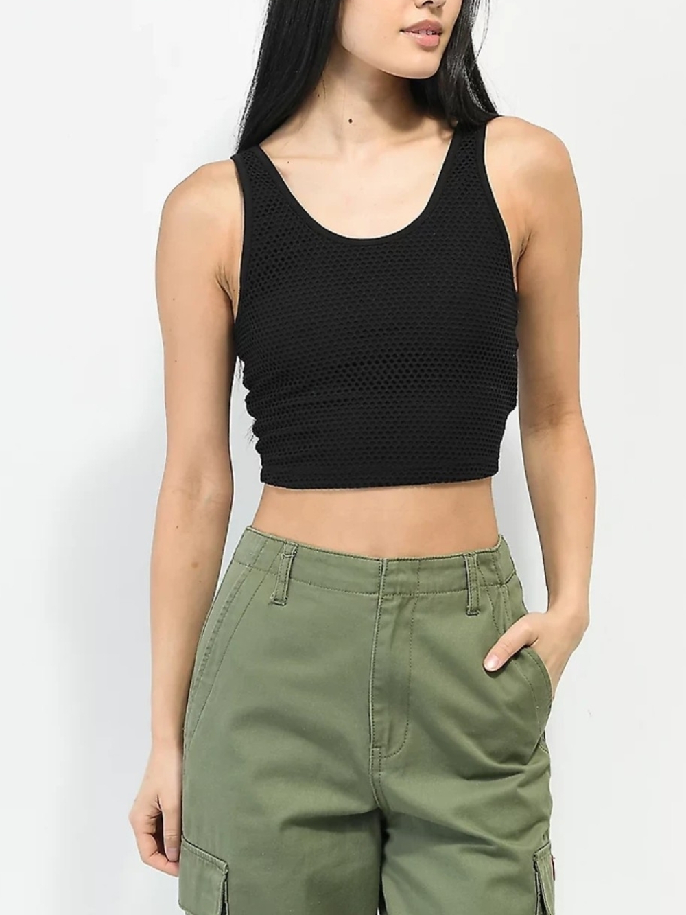 Vans Black Mesh Knit Crop Tank - Women's
